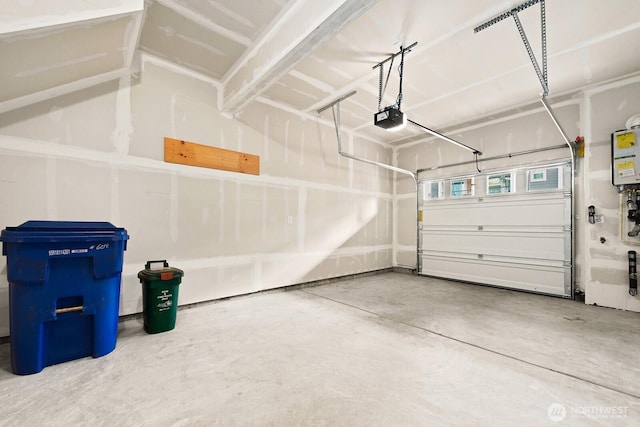 garage with a garage door opener