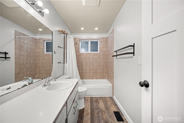 315 Point Fosdick Pl NW, Gig Harbor, WA 98335 - full bath with vanity, wood finished floors, visible vents, shower / tub combo, and toilet