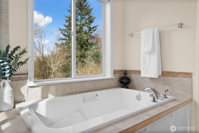 bathroom featuring a bath and plenty of natural light