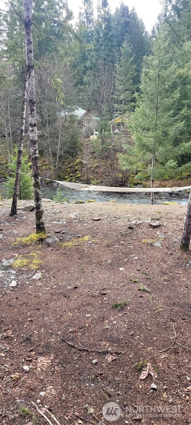 view of yard featuring a view of trees