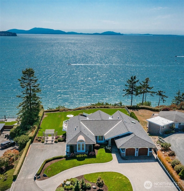 5685 Nakat Way, Blaine, WA 98230 - aerial view of property and surrounding area with a water and mountain view