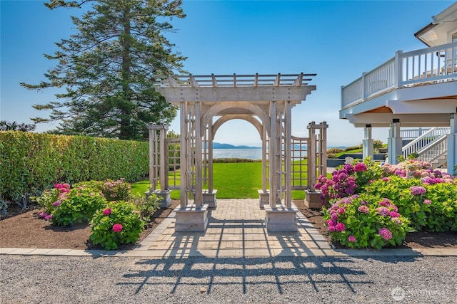 5685 Nakat Way, Blaine, WA 98230 - view of patio / terrace with stairway and a pergola
