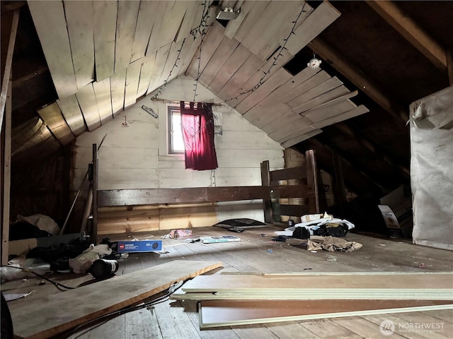 view of unfinished attic