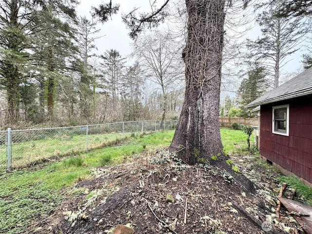 view of yard with a fenced backyard