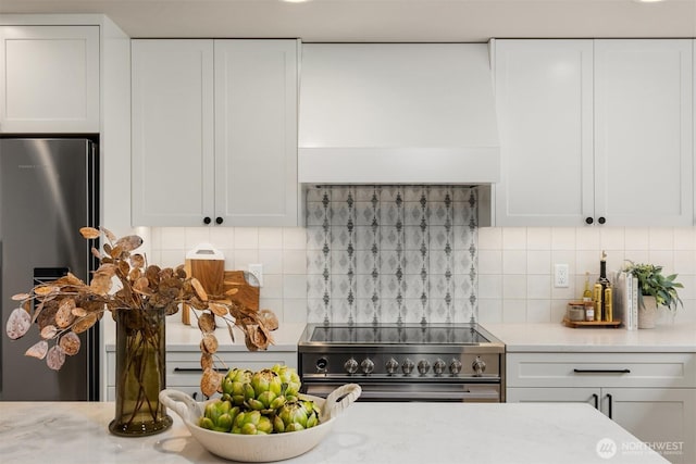 kitchen with white cabinets and stainless steel appliances