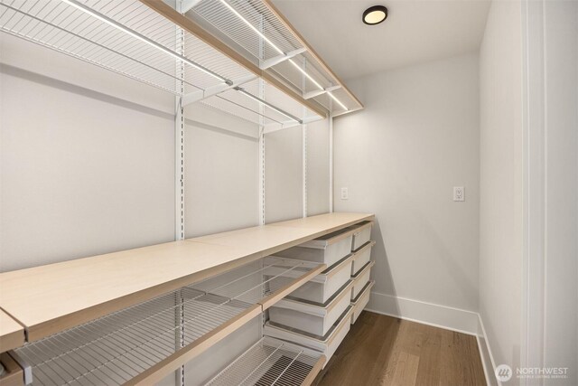 spacious closet with wood finished floors