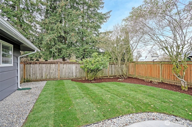 view of yard featuring a fenced backyard