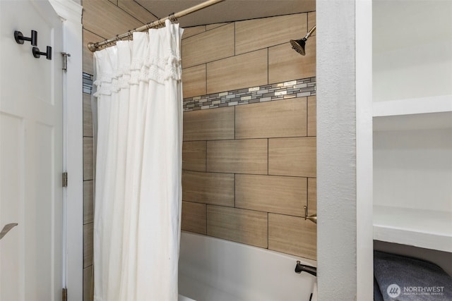 bathroom featuring shower / bath combination with curtain