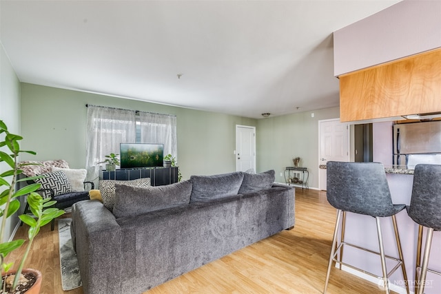 living area with light wood-style floors