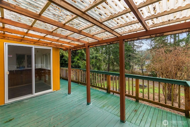 wooden terrace featuring a pergola