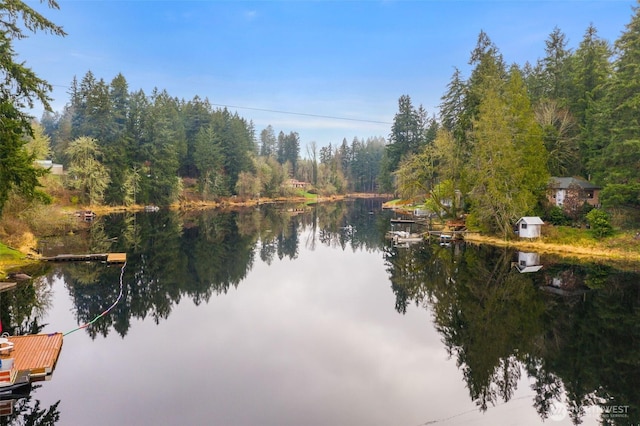 water view with a boat dock