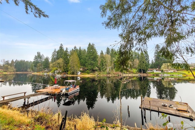 view of dock featuring a water view