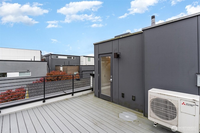 wooden terrace with ac unit