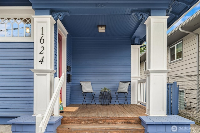 property entrance with a porch