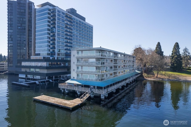 exterior space featuring a water view