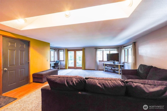 living room featuring light wood-style flooring