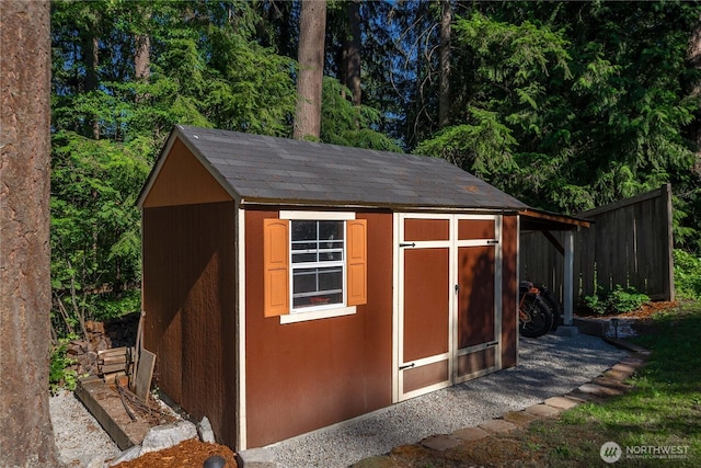 view of shed