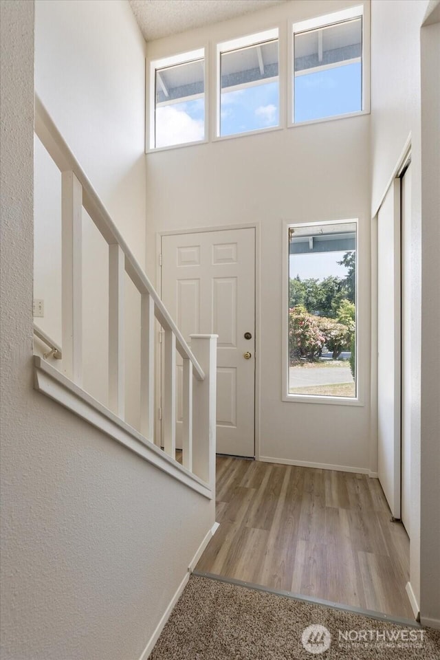 1234 NW Lanyard Loop Unit 1, Oak Harbor, WA 98277 - entrance foyer featuring healthy amount of natural light, baseboards, wood finished floors, and a high ceiling