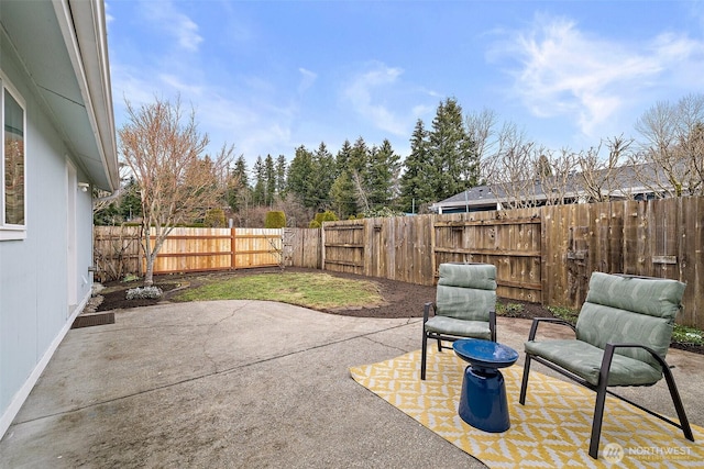 view of patio featuring a fenced backyard