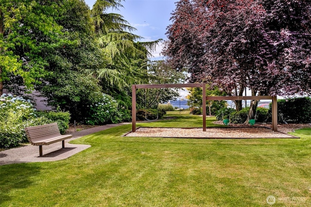 view of yard featuring playground community