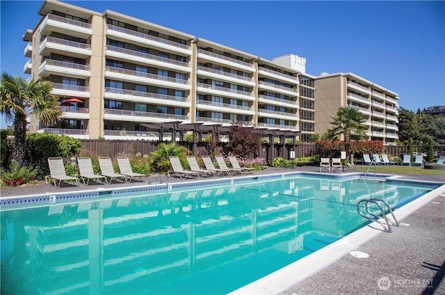 community pool with fence