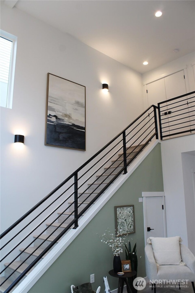 stairs with recessed lighting