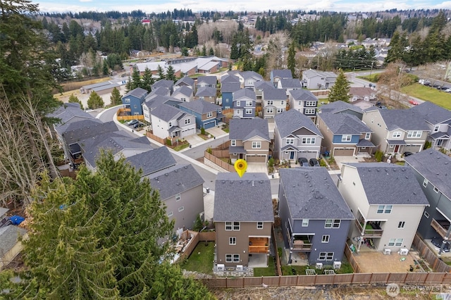 bird's eye view with a residential view