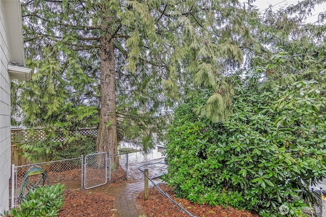 view of yard with a gate and fence