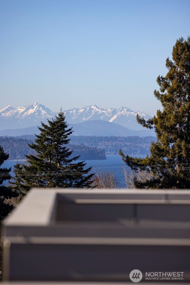 property view of mountains featuring a water view