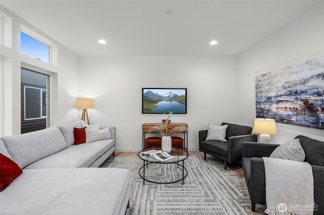 9211A Densmore Ave N, Seattle, WA 98103 - living room with recessed lighting, baseboards, and light wood-style floors