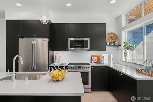 9211A Densmore Ave N, Seattle, WA 98103 - kitchen with stainless steel appliances, dark cabinets, and light countertops