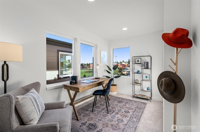 9211A Densmore Ave N, Seattle, WA 98103 - home office with a wealth of natural light, recessed lighting, baseboards, and carpet