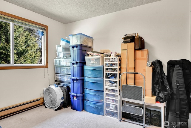 storage featuring a baseboard heating unit