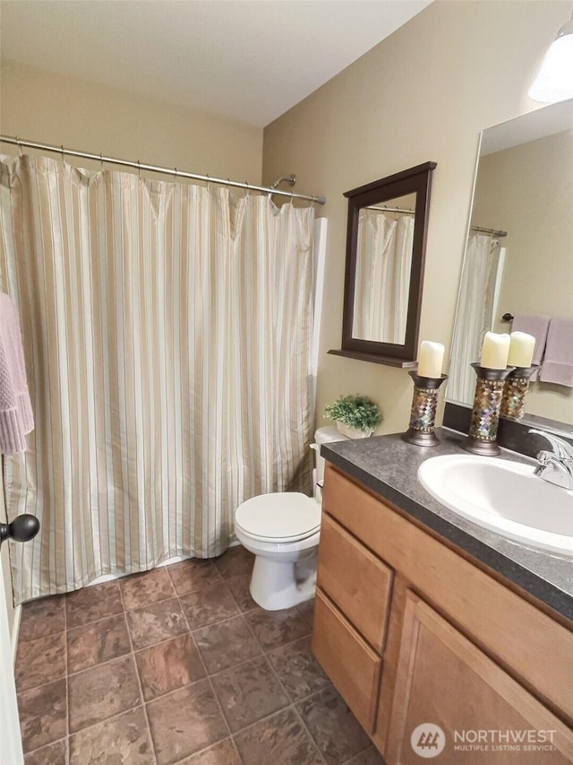 bathroom with toilet and vanity