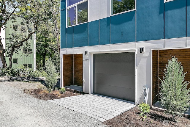 garage with driveway