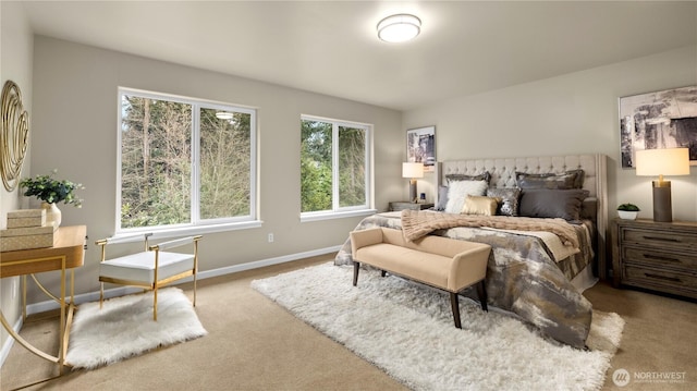 carpeted bedroom with baseboards