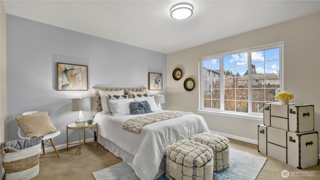 bedroom featuring baseboards and carpet