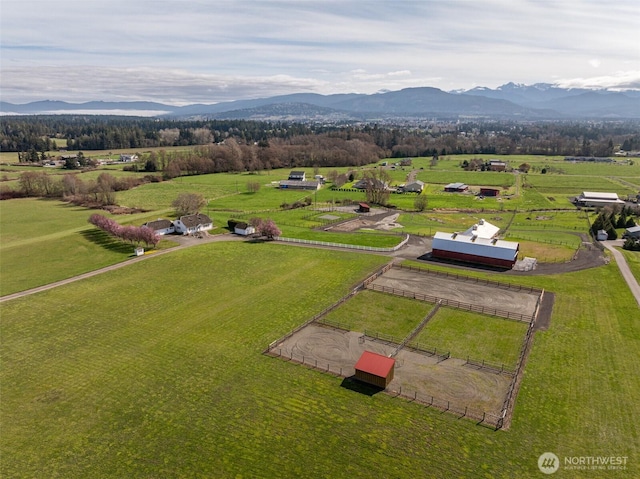 4596 Woodcock Rd, Sequim, WA 98382 - drone / aerial view with a mountain view and a rural view