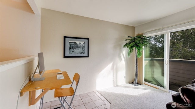 view of carpeted home office