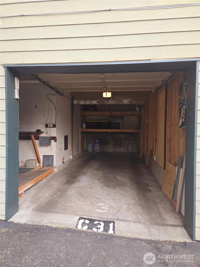 garage with a garage door opener