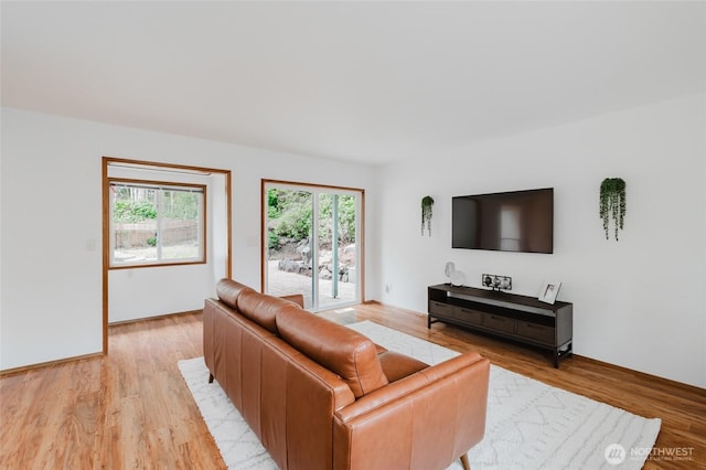 living area with light wood-style flooring