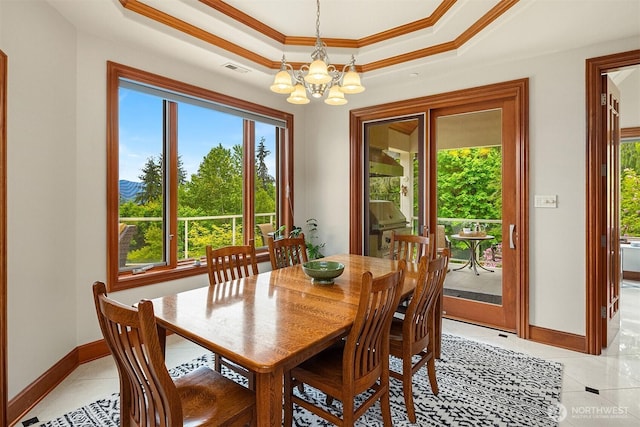 18212 244th Ave NE, Woodinville, WA 98077 - dining space with a chandelier, plenty of natural light, baseboards, and ornamental molding