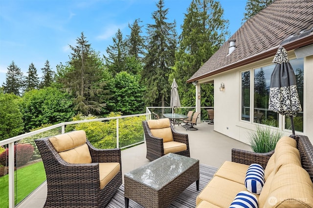 18212 244th Ave NE, Woodinville, WA 98077 - wooden deck featuring an outdoor hangout area and outdoor dining space