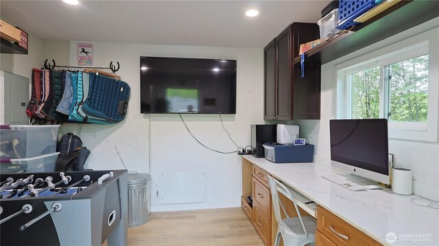 6137 404th Ln SE, Snoqualmie, WA 98065 - office featuring electric panel, light wood-style floors, and recessed lighting