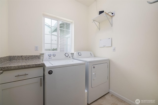 laundry room featuring washer and clothes dryer, laundry area, and baseboards