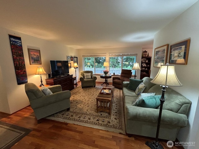 living area with wood finished floors