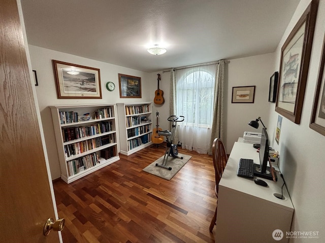 home office featuring wood finished floors