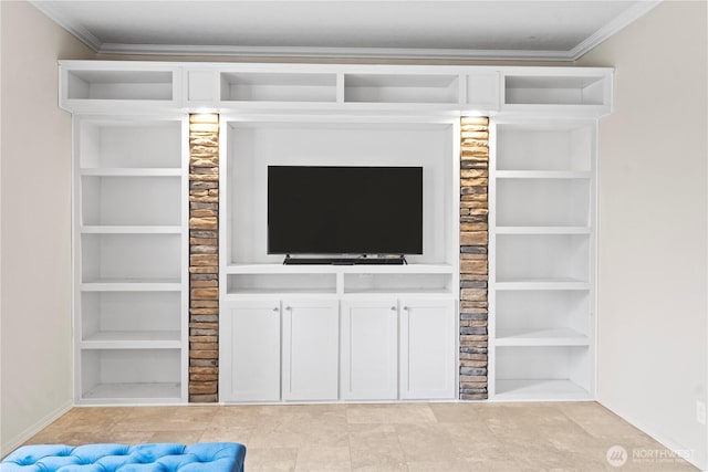 details with crown molding and built in shelves