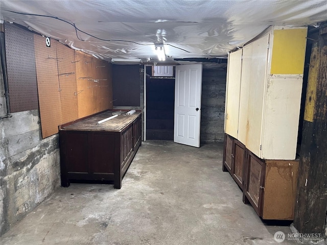 view of unfinished basement