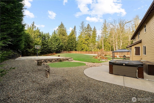 19665 SE 310th Pl, Kent, WA 98042 - view of yard featuring a hot tub, a gazebo, and a patio